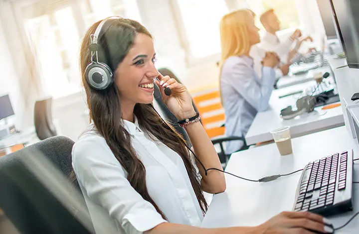 Customer service representative on the phone